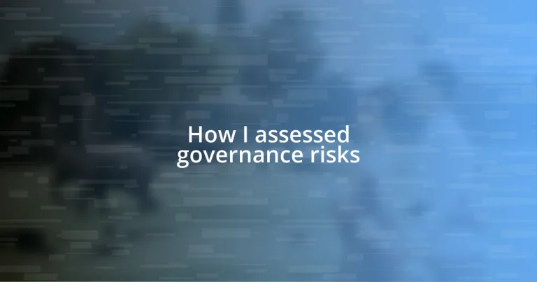 How I assessed governance risks