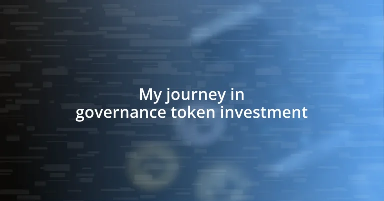 My journey in governance token investment