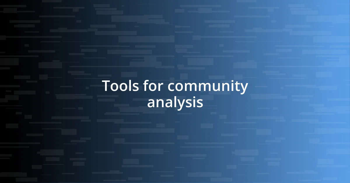 Tools for community analysis