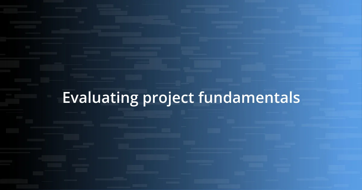 Evaluating project fundamentals