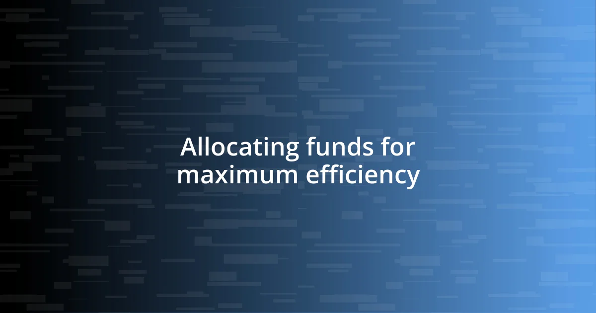 Allocating funds for maximum efficiency