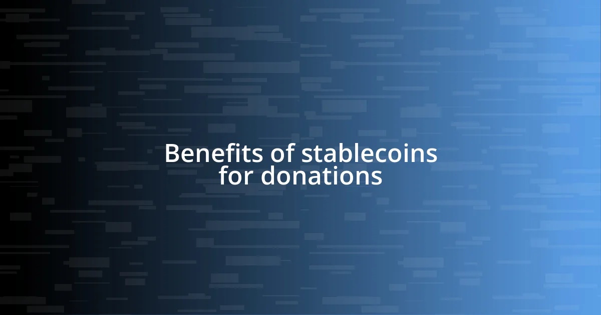 Benefits of stablecoins for donations