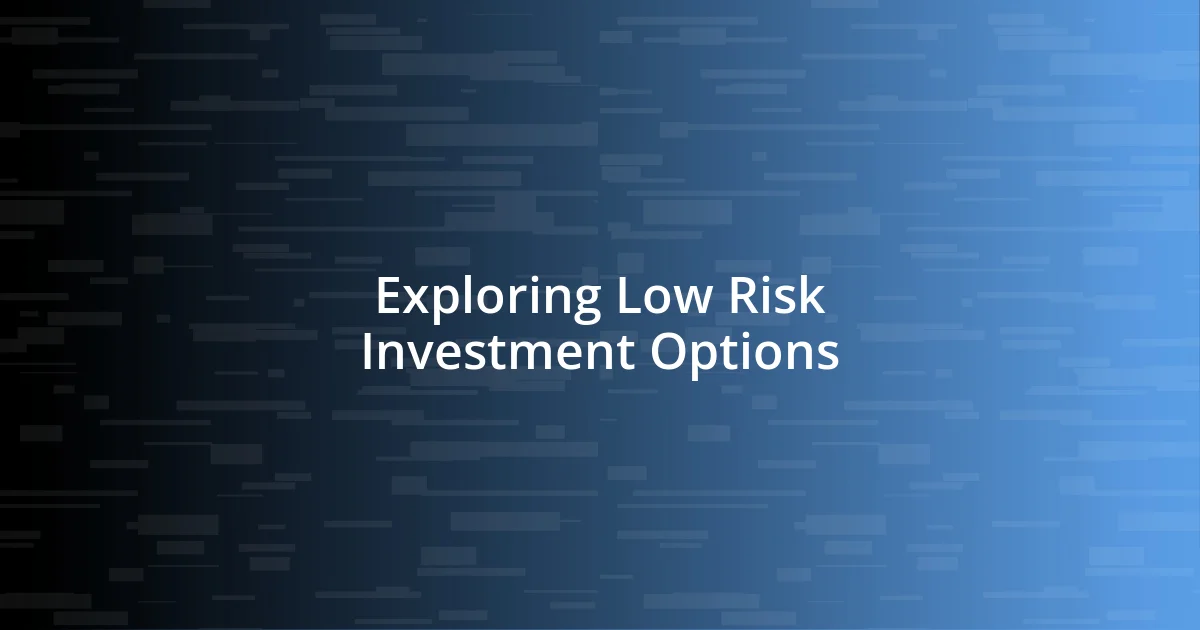 Exploring Low Risk Investment Options